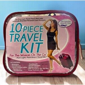 NEW Womens 10 Piece Travel Size Kit With TSA Compliant Essentials Featuring: